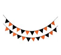 Bannière Triangulaire Décorative 2 Pièces en Coton Halloween | Orangé Noir, Facile à Installer, Ambiance Festive, Usage Intérieur Extérieur