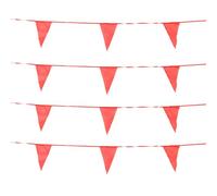Bannière Triangulaire Rouge en Polyester, Guirlande de Fête | Structure Ferme, Facile à Suspendre, Réutilisable, pour Mariage et Extérieur, Style Lumineux