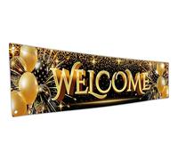 Bannière « Welcome Home Decorations Missed You » - 180 x 40 cm avec ballon - Noir et doré