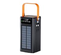 Banque de batterie solaire 50 000 mAh - 120 W, batterie externe à charge rapide, équipement de survie avec câbles intégrés et lumière LED, 4 sorties et 3 entrées | Chargeur solaire portable pour