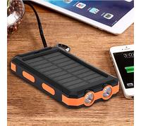 Banque d'énergie Solaire, Batterie Externe de Chargeur d'économie d'énergie respectueuse de l'environnement, Charge Rapide et sûre pour la(Black+Orange)