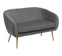 Atmosphera - Banquette 2 Places Solaro Gris - 124 x 74 x 76 cm - Velours Côtelé, Design Art Déco - pour Salon, Entrée, Chambre