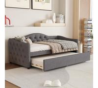 Banquette, 90x200cm, gigogne, tissu, gris, minimaliste, sans matelas