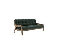 Banquette ajustable GRAB en pin massif foncé avec matelas futon vert foncé 130x190