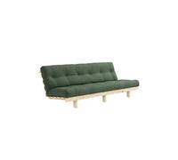 Banquette ajustable LEAN en pin massif naturel avec matelas futon kaki 130x190