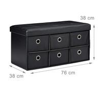Banquette banc coffre de rangement avc tiroirs 76 cm noir 3013003