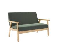 Banquette canapé 2 places en bois et tissu velours côtelé coloris vert kaki. Isak. L 114 x P 69.5 x H 73cm