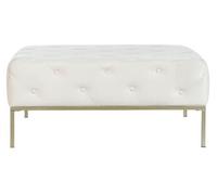 Banquette capitonnée en polyester blanc et métal doré - longueur 100 x Profondeur 100 x hauteur 45 cm --