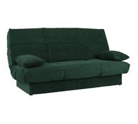Banquette clic-clac - 3 places - Avec coussins - Tissu Vert -190 x 90 x 92 cm - CLEM