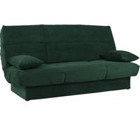 Banquette Clic-Clac 3 Places, Avec Coussins, Tissu Vert, 190 x 90 x 92 cm, CLEM