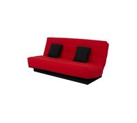 Banquette clic-clac unie avec housse rouge + 2 coussins - CC10003 - Rouge - Fabriqué en France - Dunlopillo