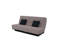 Banquette clic-clac unie avec housse taupe + 2 coussins - CC10003 - Taupe - Fabriqué en France - Dunlopillo