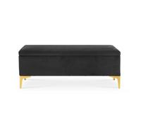 Banquette Coffre Chloé velours Noir pieds or