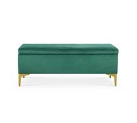 Banquette Coffre Chloé velours Vert pieds or