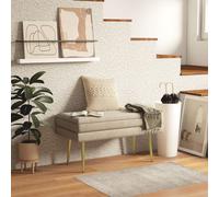 Banquette coffre de rangement 2 en 1 acier doré velours