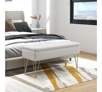 Banquette coffre de rangement 2 en 1 design art déco doré crème