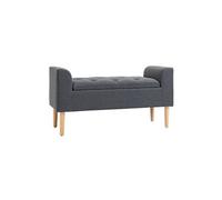 Banquette coffre de rangement 2 en 1 design Chesterfield assise capitonnée accoudoirs courbés pieds effilés bois d'hévéa aspect lin gris