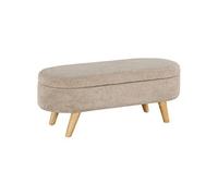HomCom – Banc bout de lit – Coffre 2 en 1 – Tissu, pieds bois – Beige