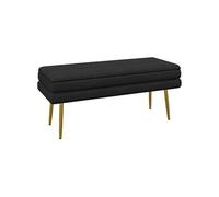HomCom Banc de rangement Bout de lit 2 en 1, assise velours, pieds acier, 100 x 37,5 x 42 cm, noir/doré