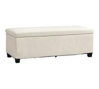HOMCOM Banc de Rangement 84L Pouf Salon Bout de lit Coffre de Rangement Repose-Pieds en Velours côtelé avec Couvercle, pour Salon, Chambre, entrée, 112 x 42 x 40 cm, Beige