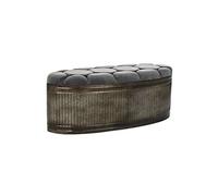 Banquette Coffre en metal coloris gris - Longueur 117 x Profondeur 42 x Hauteur 47 cm --