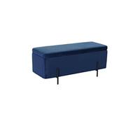Banquette Coffre en metal et velours coloris bleu - Longueur 108 x Profondeur 46 x Hauteur 45 cm --