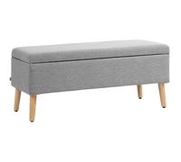 Banquette coffre grise en tissu effet lin - 110 x 39 x 45 cm - banc de rangement scandinave