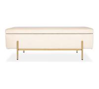 Banquette coffre Olivia Velours beige pieds or