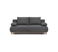 Banquette con ible 3 places MIKA Tissu Coffre de rangement L 192 H 84 P 93 cm Gri