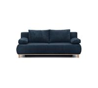 Banquette con ible 3 places MIKA Velours côtelé foncé Coffre de rangement L 192 H 8 Bleu G
