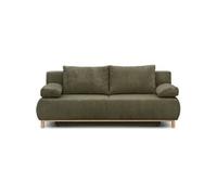 Banquette con ible 3 places MIKA Velours côtelé kaki Coffre de rangement L 192 H 84