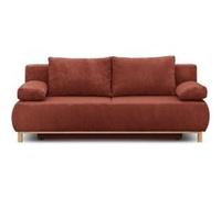 Banquette con ible 3 places MIKA Velours côtelé Terracotta Coffre de rangement L 192 Terracotta G