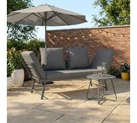 IDMarket Canapé de jardin convertible NOLA 2/3 places accoudoirs inclinables métal gris anthracite