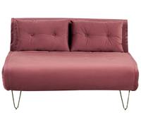 Banquette Convertible 2 Places en Velours Rose et Métal Doré Canapé-Lit Vestfold
