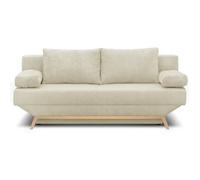 Banquette convertible 3 places - Coffre de rangement - Tissu velours côtelé beige - L 190 x H 92 x P 84 cm - TEIJO