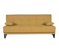 Banquette convertible 3 places - LIMRA - Tissu moutarde - 2 coussins - 190 x 87 x 87 cm