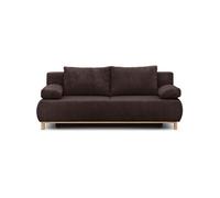 Mika – Canapé convertible 3 places MIKA – Velours côtelé marron foncé – Coffre – L192×H84×P93 cm