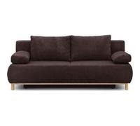Canapé convertible - 3 places - MIKA - Velours côtelé marron foncé - Coffre de rangement - L 192 x H 84 x P 93 cm