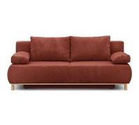Banquette convertible 3 places MIKA - Velours côtelé Terracotta - Coffre de rangement - L 192 x H 84 x P 93 cm Terracotta G