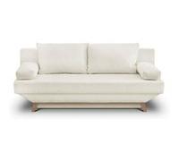 Banquette convertible 3 places TEIJO - Tissu bouclette beige - Coffre de rangement - L187 x P91x H82 cm Beige G