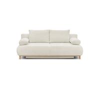 Banquette convertible 3 places - Tissu Bouclette beige - Coffre de rangement - L 192 x H 84 x P 93 cm