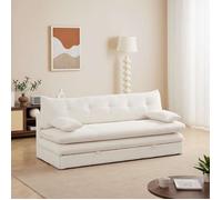 Banquette convertible KIARA 3 places tissu bouclette beige