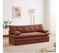 Banquette convertible KIARA 3 places tissu bouclette terracotta