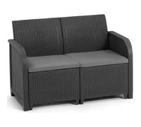 Banquette de jardin - Allibert by KETER - SanRemo - en résine imitation rotin tressé - Gris graphite