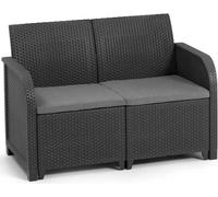 Banquette de jardin, Allibert by KETER SanRemo, Résine imitation rotin tressé, Gris graphite, 113 x 63 x 74 cm