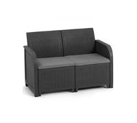 Banquette de jardin Allibert by KETER SanRemo en résine imitation rotin tressé graph G
