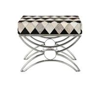 Banquette en acier argenté et cuir - longueur 53 x Profondeur 40 x hauteur 43 cm --