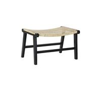 Banquette en bois de teck noir et rotin coloris naturel - Longueur 65 x Profondeur 47 x Hauteur 40 cm --