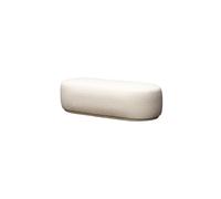 Banquette en bouclette blanc, structure en bouleau, ovale, fixe - Chehoma, Annapurna - 138x57x38 cm