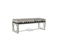 Banquette en cuir coloris Blanc et pieds en acier - Longueur 122 x Profondeur 41 x Hauteur 44 cm --